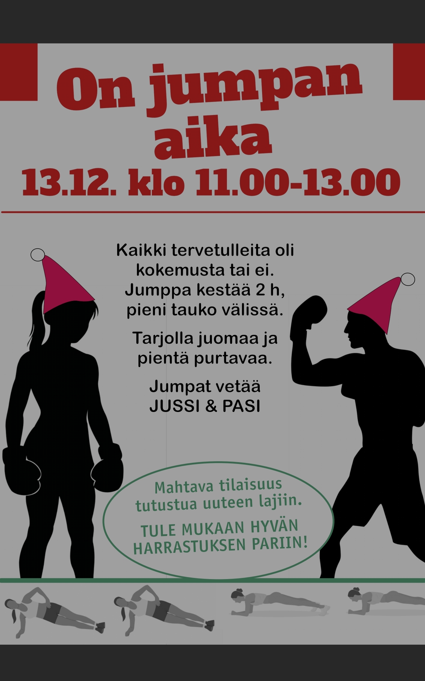 Tervetuloa tutustumaan kuntonyrkkeilyn pariin.